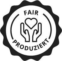 Schwarzer Stempel Fair produziert