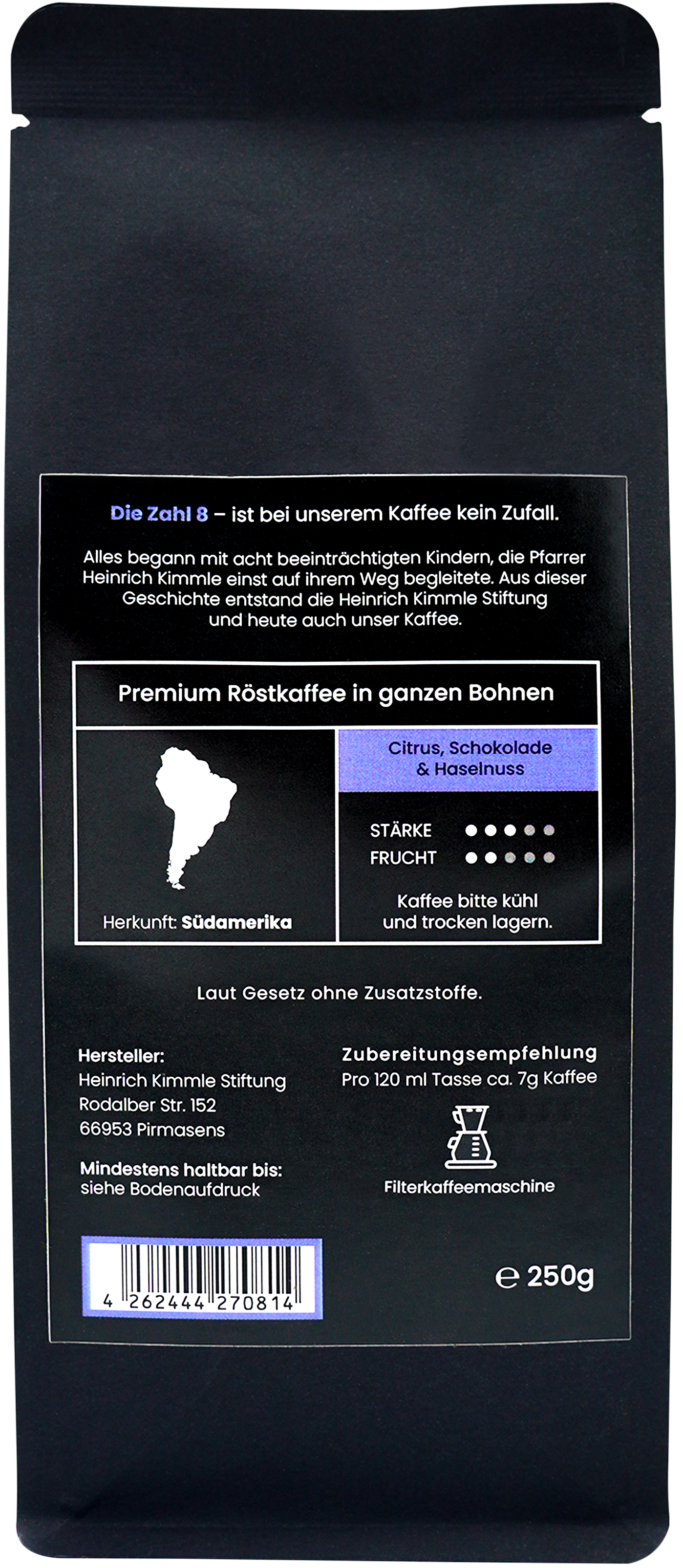 Kaffee NO. 8 entkoffeiniert, gemahlen