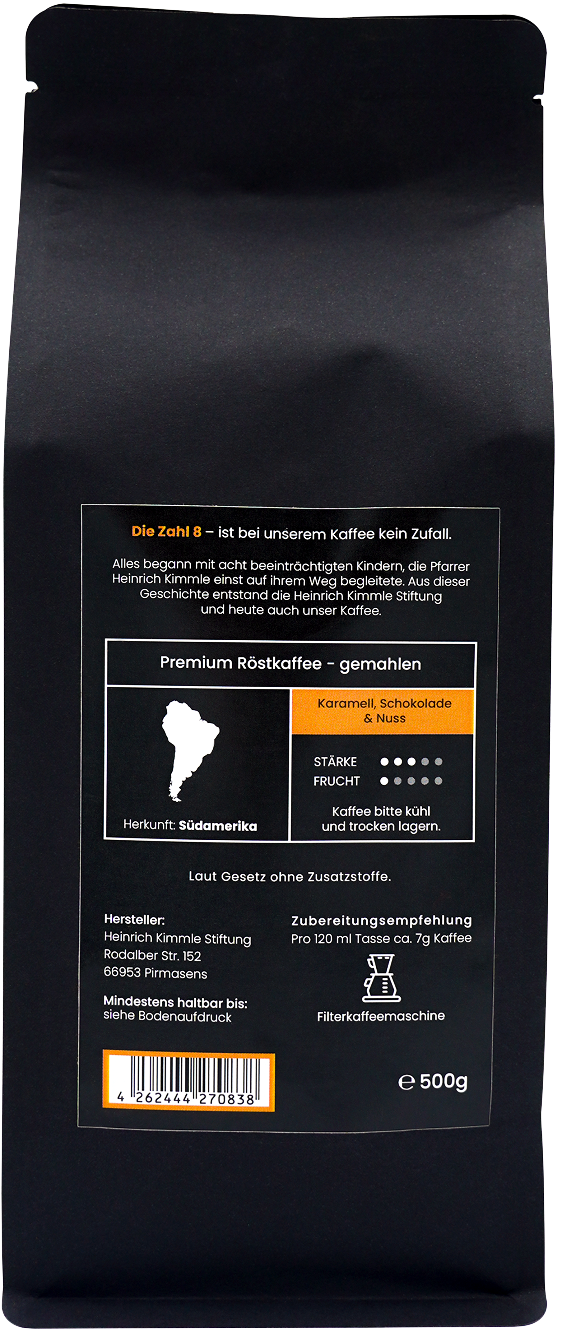 Kaffee NO. 8 Crema Filterkaffee, gemahlen