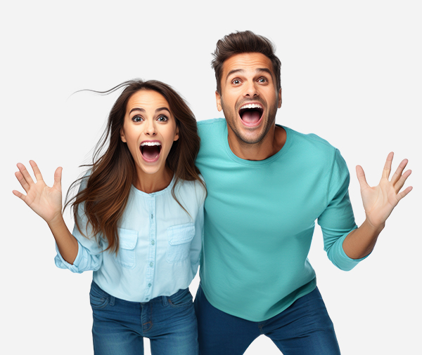 Sich freuendes Pärchen