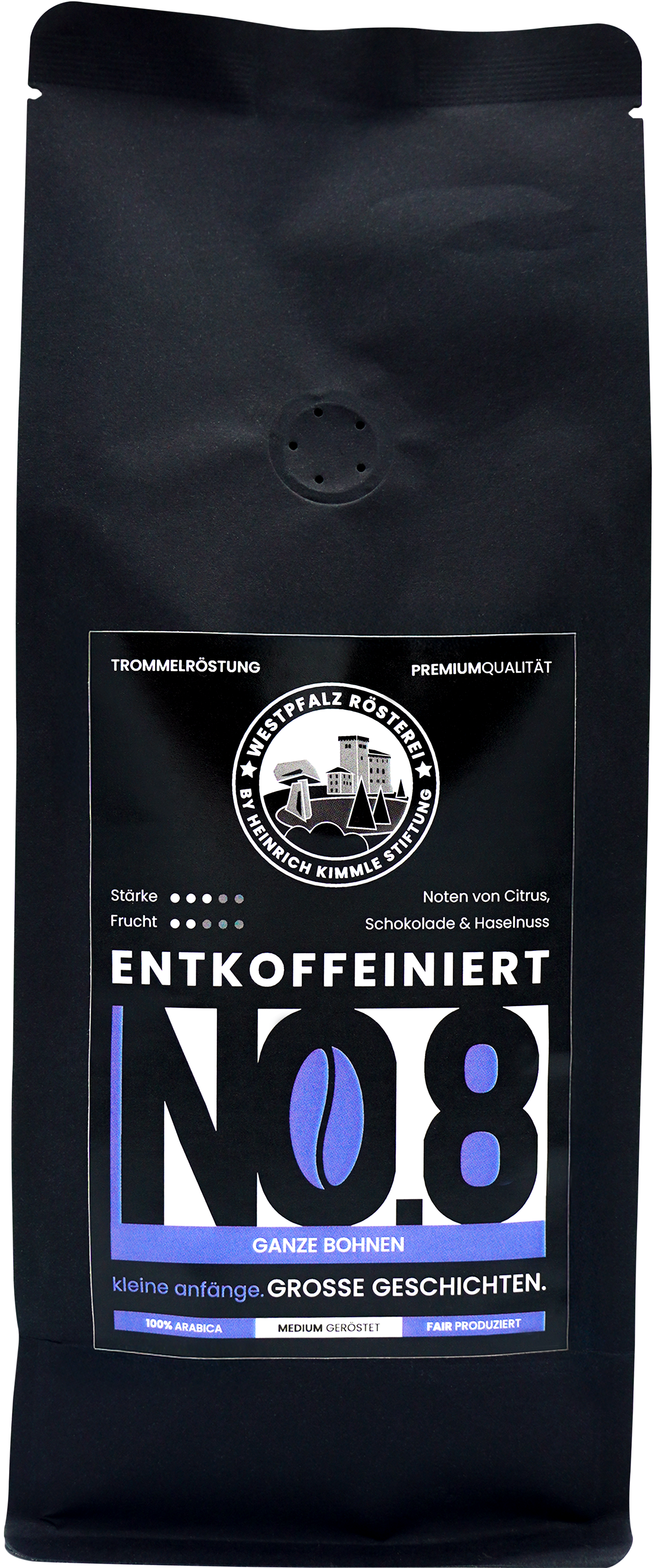 Kaffee NO. 8 entkoffeiniert, ganze Bohnen