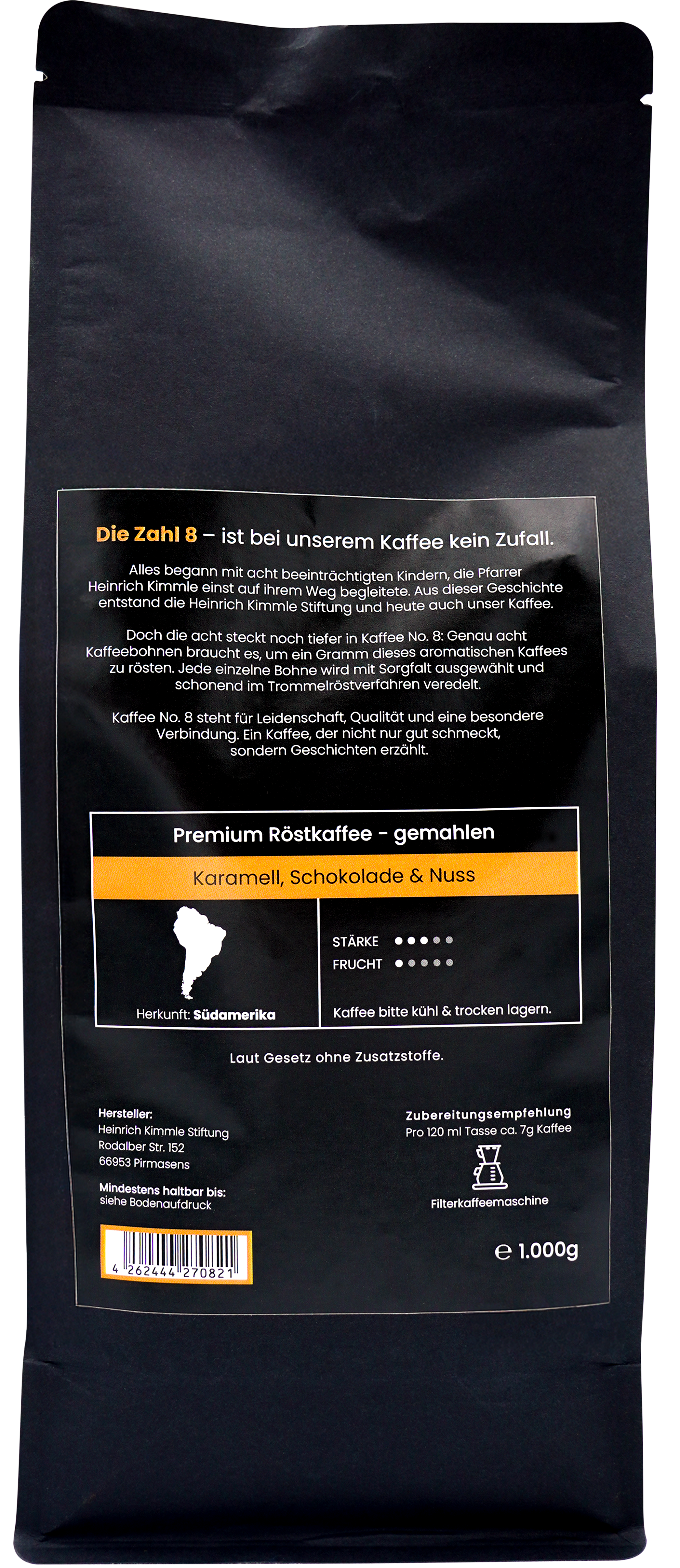 Kaffee NO. 8 Crema Filterkaffee, gemahlen